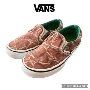 Vans kids football slip on sneakers shoes size 12 brown green